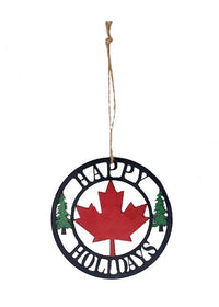 ITEM KOP 48874 - 4in X4in CANADA HAPPY HOLIDAYS ORNAMENT