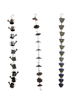 ITEM KOP 51420 - 61"L METAL RAIN CATHERS - 3 ASSORTED STYLES