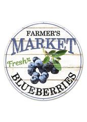 ITEM MD0336 - 12"D METAL "FARMER'S MARKET FRESH BLUEBERRIES" WALL PLAQUE