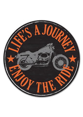 ITEM MD0464 - 12"D METAL "LIFE'S A JOURNEY" MOTORCYCLE WALL PLAQUE