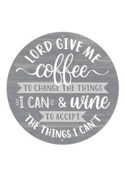 ITEM MD0850 - 12"D METAL "GIVE ME COFFEE/WINE" WALL PLAQUE
