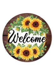 ITEM MD0878 - 12"D METAL "WELCOME" WITH SUNFLOWERS WALL PLAQUE