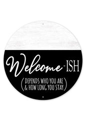 ITEM MD0906 - 12"D METAL "WELCOME-ISH" WALL PLAQUE