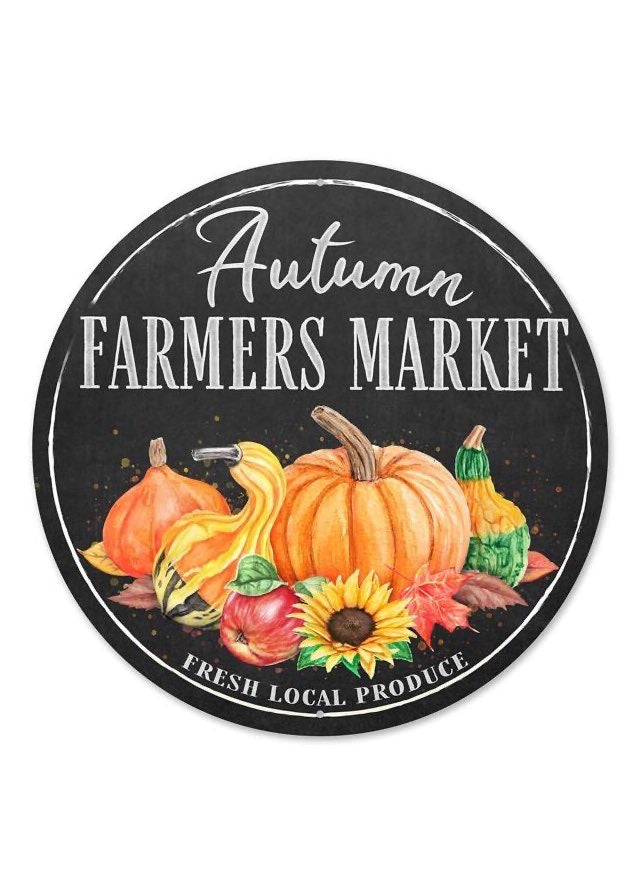 ITEM MD0995 - 12"D METAL "AUTUMN FARMERS MARKET" WALL PLAQUE