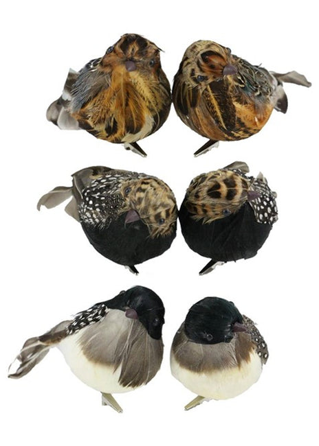 ITEM ME7072 - 5.5"L - 3 ASSORTED FEATHER BIRD WITH CLIP