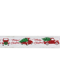 ITEM RG0827527 -  2.5"X10YD WHITE MERRY CHRISTMAS WITH TRUCK RIBBON