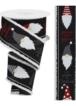 ITEM RG0838502 - 2.5"X10YD BLACK CHRISTMAS GNOME HEAD RIBBON