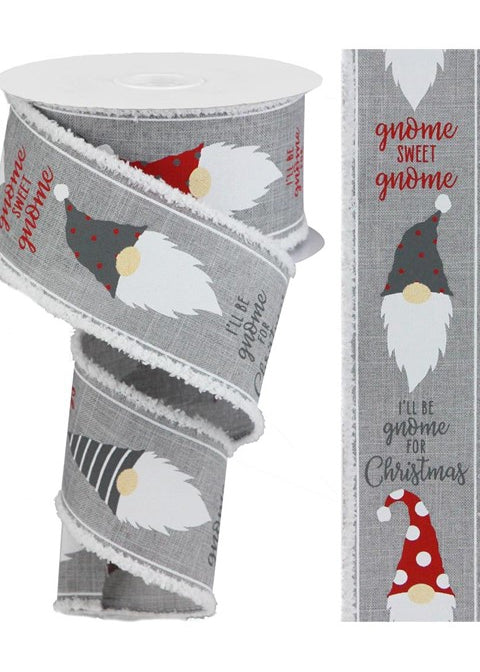 ITEM RG0838510 - 2.5"X10YD GREY CHRISTMAS GNOME HEAD RIBBON