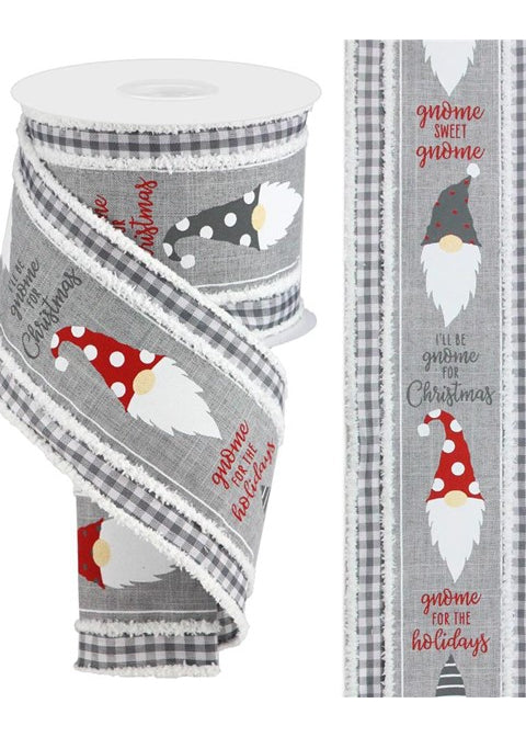 ITEM RG0852910 - 4"X10YD GREY CHRISTMAS GNOME HEAD RIBBON