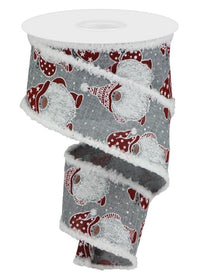 ITEM RG0883810 - 2.5"X10YD GREY WITH RED HAT GNOMES ON ROYAL DRIFT WIRED RIBBON