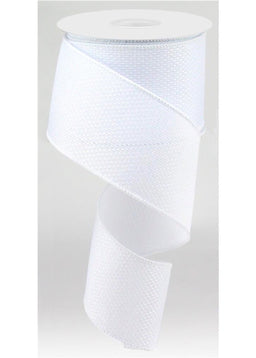 ITEM RG121227 - 2.5"X10YD WHITE CROSS ROYAL BURLAP WIRED RIBBON