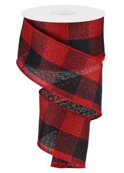 ITEM RGA1010WJ -  2.5"X10YD WOVEN CHECK RED/BLACK WIRED RIBBON