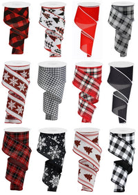 ITEM RW7971 - 2.5"X10YD BUFFALO CHECK WIRED RIBBON ASSORTMENT