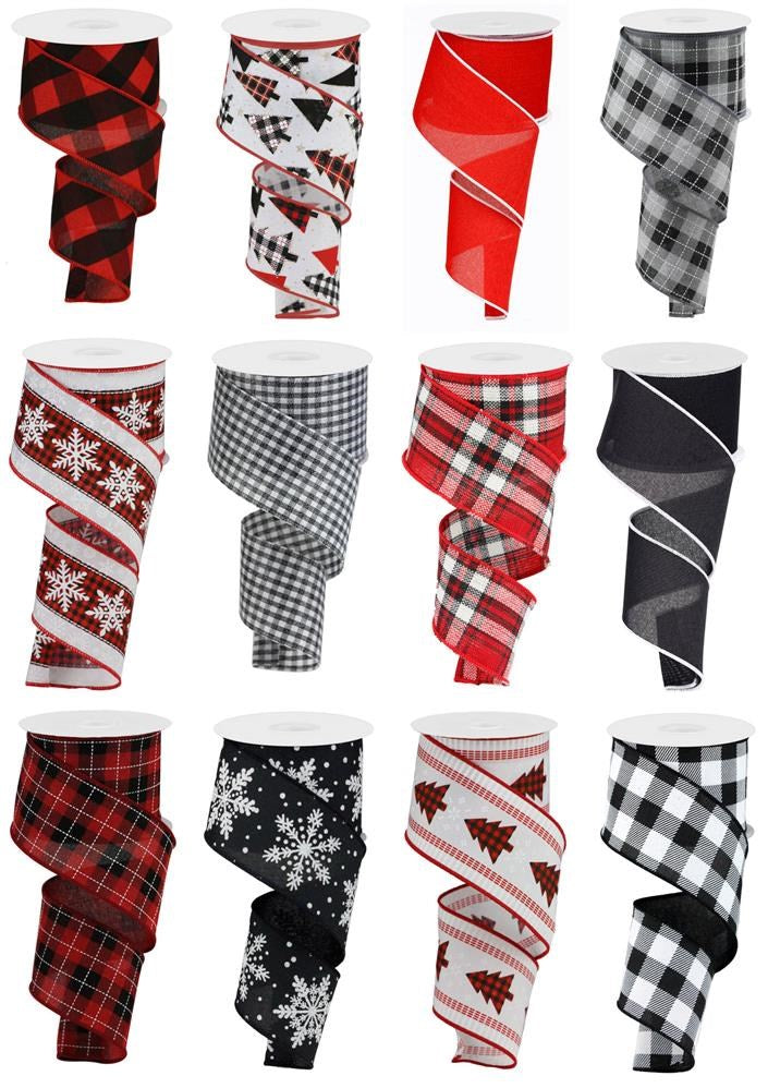 ITEM RW7971 - 2.5"X10YD BUFFALO CHECK WIRED RIBBON ASSORTMENT