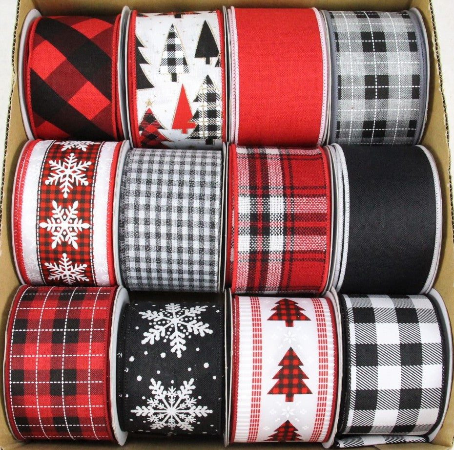 ITEM RW7971 - 2.5"X10YD BUFFALO CHECK WIRED RIBBON ASSORTMENT