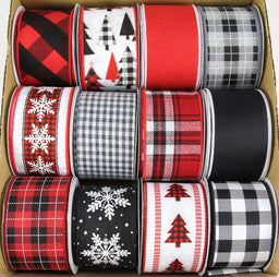 ITEM RW7971 - 2.5"X10YD BUFFALO CHECK WIRED RIBBON ASSORTMENT