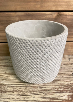 ITEM SU1212 - 7.5"X7" GREY CEMENT HOBNAIL PLANTER