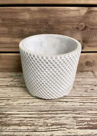 ITEM SU1213 - 6"X5.5" GREY CEMENT HOBNAIL PLANTER