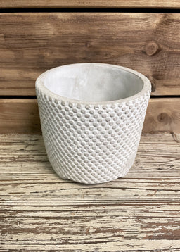 ITEM SU1213 - 6"X5.5" GREY CEMENT HOBNAIL PLANTER