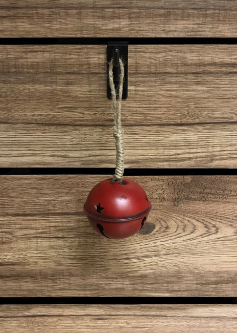 ITEM XC428550 - 3.5" ANTIQUE RED JINGLE BELL WITH JUTE HANGER