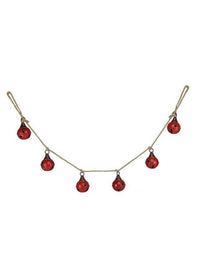 ITEM XC424139 - 54"L ANTIQUE RED JINGLE BELL GARLAND WITH 6 BELLS