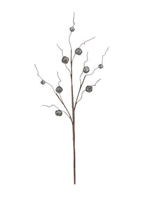 ITEM XC424349 - 30.5"L PEWTER JINGLE BELL/CURLY TWIG SPRAY WITH 9 BELLS