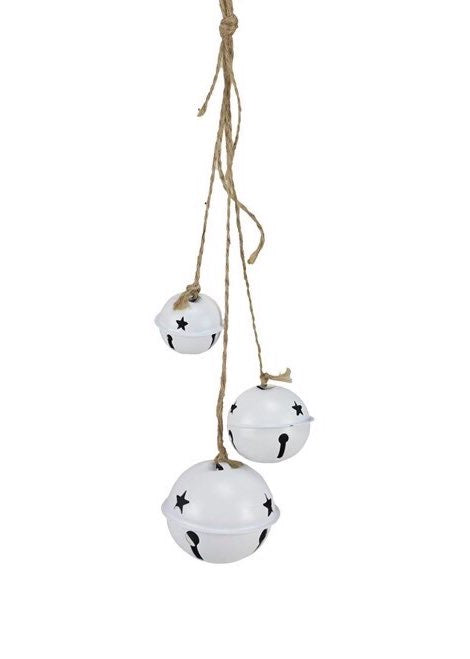 ITEM XC427127 - 18"L MATTE WHITE JINGLE BELL CLUSTER ORNAMENT