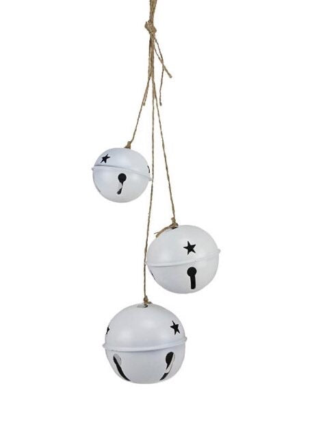 ITEM XC427327 - 21"L MATTE WHITE JINGLE BELL CLUSTER ORNAMENT