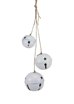 ITEM XC427327 - 21"L MATTE WHITE JINGLE BELL CLUSTER ORNAMENT