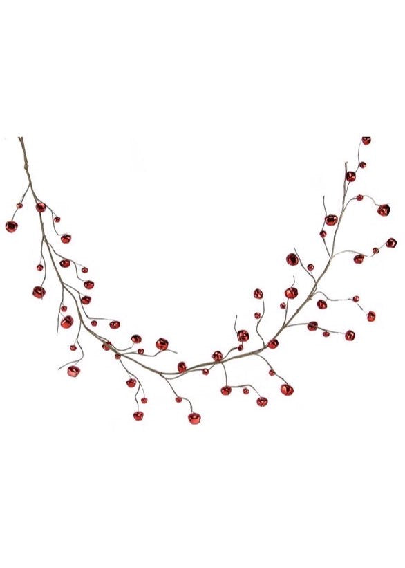 ITEM XC428224 - 5 FOOT LONG SHINY RED JINGLE BELLS GARLAND