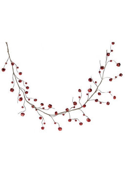 ITEM XC428224 - 5 FOOT LONG SHINY RED JINGLE BELLS GARLAND