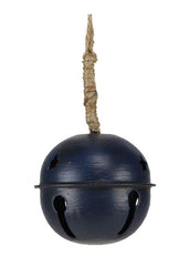 ITEM XC428549 - 3.5" ANTIQUE MIDNIGHT BLUE JINGLE BELL WITH JUTE HANGER