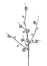 ITEM XC428726 - 18"L SILVER JINGLE BELL SPRAY