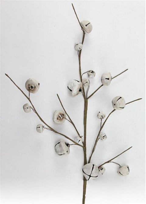ITEM XC428742 - 18"L ANTIQUE WHITE JINGLE BELL SPRAY
