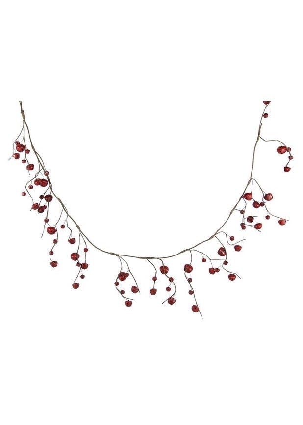ITEM XC428850 - 5 FOOT LONG ANTIQUE RED JINGLE BELLS GARLAND
