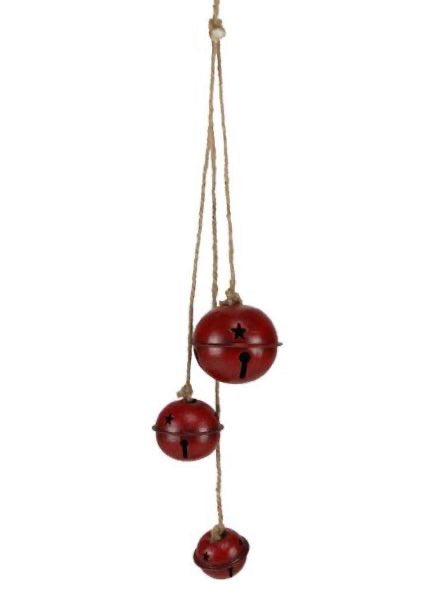 ITEM XC428950 -  18"L ANTIQUE RED JINGLE BELL CLUSTER ORNAMENT