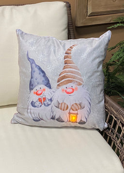 ITEM XMSH1007 DG - 18"X18" LED VELVET CUSHION WITH DOUBLE GNOME