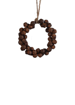 ITEM XY713330 -  5"D RUST JINGLE BELL WREATH ORNAMENT